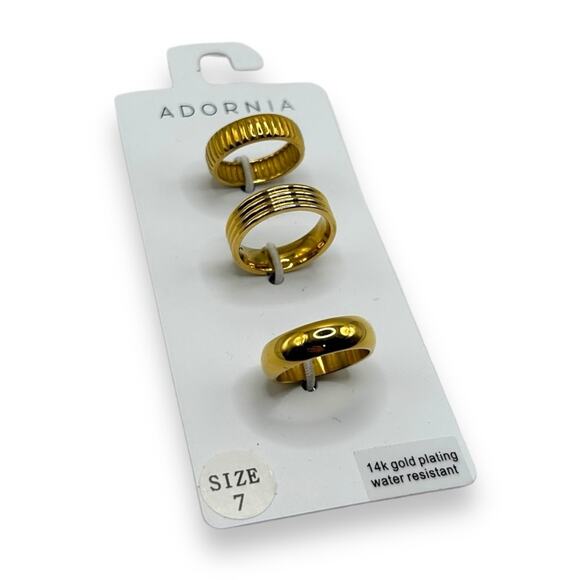 NWT Adornia 14K Gold over stainless steel wide stacking band ring set Macy’s NEW - Picture 4 of 8